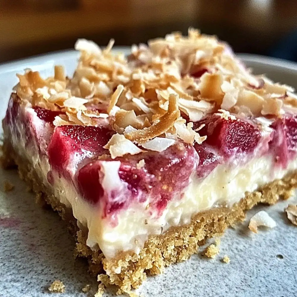 Coconut Cream Rhubarb Dream Bars